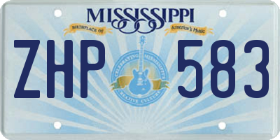 MS license plate ZHP583