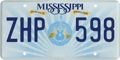 MS license plate ZHP598