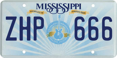 MS license plate ZHP666