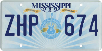 MS license plate ZHP674