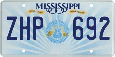 MS license plate ZHP692