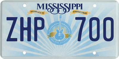 MS license plate ZHP700