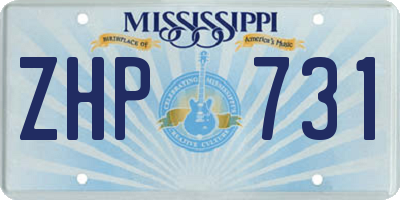 MS license plate ZHP731