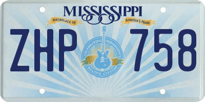 MS license plate ZHP758