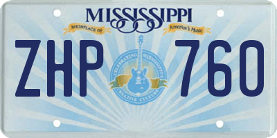 MS license plate ZHP760