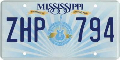 MS license plate ZHP794