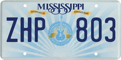 MS license plate ZHP803