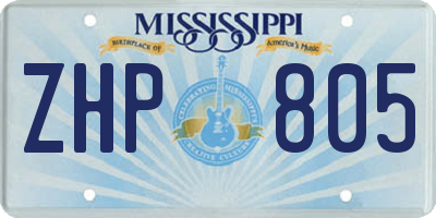 MS license plate ZHP805