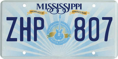 MS license plate ZHP807