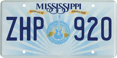 MS license plate ZHP920