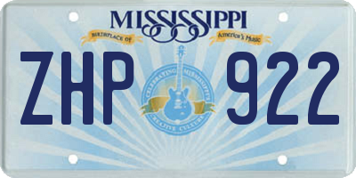 MS license plate ZHP922