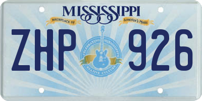 MS license plate ZHP926