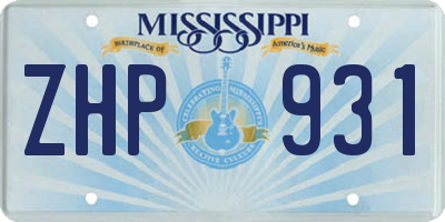 MS license plate ZHP931