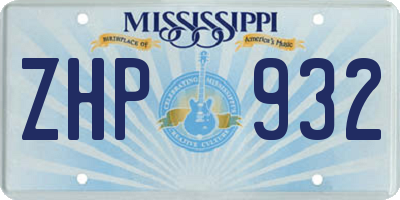 MS license plate ZHP932
