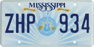 MS license plate ZHP934