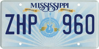 MS license plate ZHP960