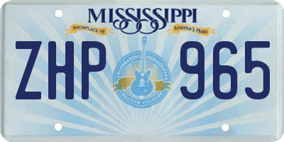 MS license plate ZHP965