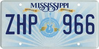 MS license plate ZHP966