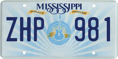MS license plate ZHP981