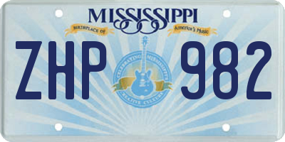 MS license plate ZHP982