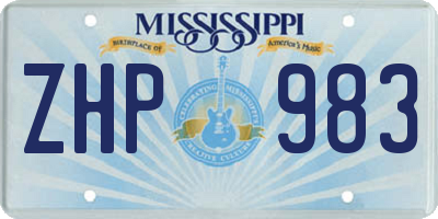 MS license plate ZHP983