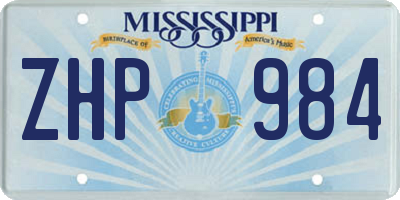 MS license plate ZHP984