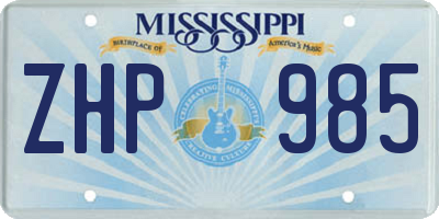 MS license plate ZHP985