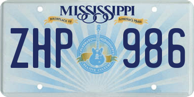 MS license plate ZHP986