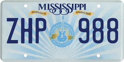 MS license plate ZHP988
