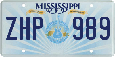 MS license plate ZHP989