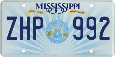 MS license plate ZHP992