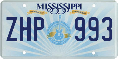 MS license plate ZHP993