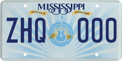 MS license plate ZHQ000