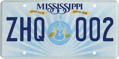 MS license plate ZHQ002