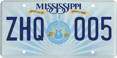MS license plate ZHQ005