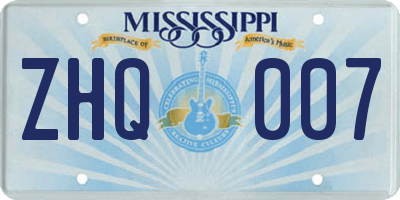MS license plate ZHQ007