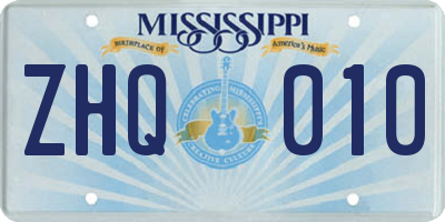 MS license plate ZHQ010