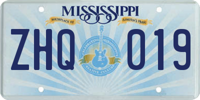 MS license plate ZHQ019