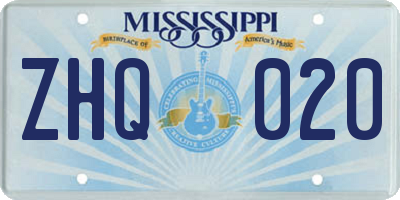 MS license plate ZHQ020
