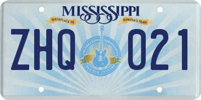 MS license plate ZHQ021