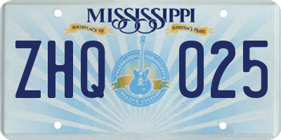 MS license plate ZHQ025