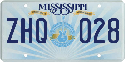 MS license plate ZHQ028