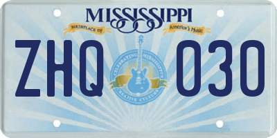 MS license plate ZHQ030