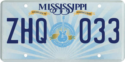 MS license plate ZHQ033