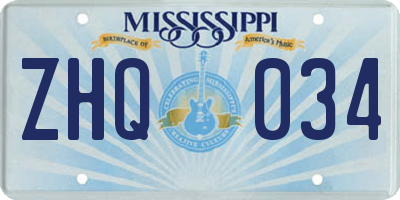 MS license plate ZHQ034