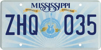 MS license plate ZHQ035