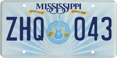 MS license plate ZHQ043