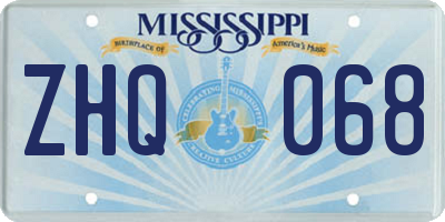 MS license plate ZHQ068
