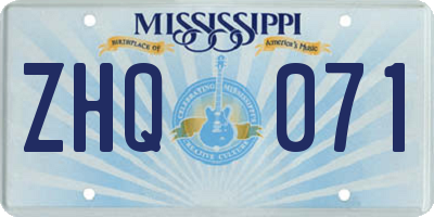 MS license plate ZHQ071