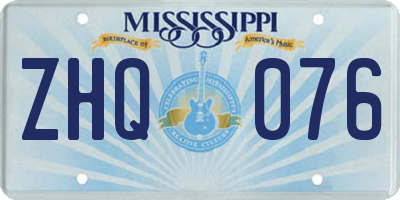 MS license plate ZHQ076